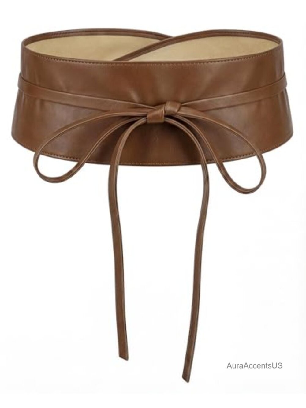 Faux Leather Obi Belt Self Tie Cinch Waist Belt
